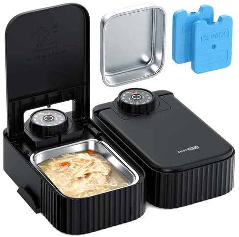 Dispenser Crocchette Gatto Umido Automatico: Distributore Cibo Gatti con Ciotola in Acciaio Inossidabile - Dosatore Crocchette per Gatti con Timer di 48 Ore - Adatto sia per Alimenti Secchi che Umidi