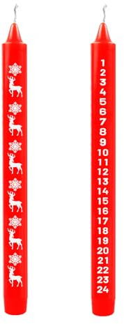 2 Pcs Christmas Candles, Advent Candle in Red, Calendar Candle, Advent Candle with Numbers, Christmas Gift for Friends and Family, Elk Pattern, Red