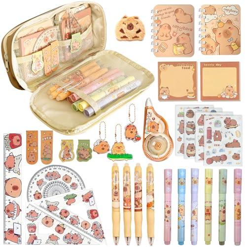GTNCE Pennfodral Capybara Kawaii brevpapper set 27 st set brevpapper Capybara Box penna anteckningsbok Capybara skolmaterial presentidé flicka pojke capibara födelsedag jul