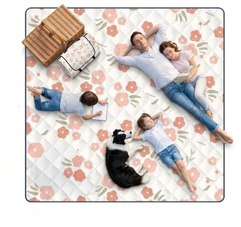 Picknickdecke Wasserdicht, Pikncik Decke Groß, Picknickdecke 200x200cm, Faltbar Leicht Tragbar Outdoor Teppich Bunt Tragegriff, Camping Decke, für Trocken Strand, BBQ, Picknick, Campingdecke (Orange)