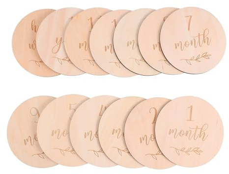 Homoyoyo Accessoire de Photographie Bébé 13pcs Cartes Jalons Mensuels en Matériau Synthétique Beige, Pratique et Solide pour Séances Photo Naissance