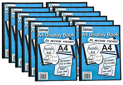 Libro di visualizzazione A4 – 48 tasche/96 visualizzazioni nero per presentazioni di presentazione, per professionisti, aziende, studenti, progetti, scuola, università e uso personale
