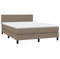 vidaXL Boxspringbett mit Matratze LED Bett Polsterbett Bettgestell Doppelbett Lattenrost Bettrahmen Schlafzimmerbett Hotelbett Taupe 140x200cm Stoff