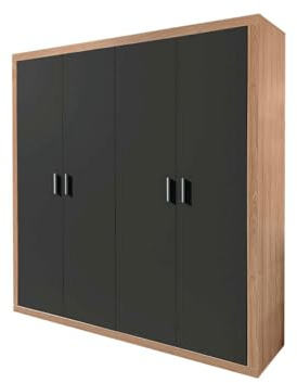 S & S Saldos y Stocks Armario 4 Puertas Batientes Kiara Cambria y Blanco 210x196x48 cm