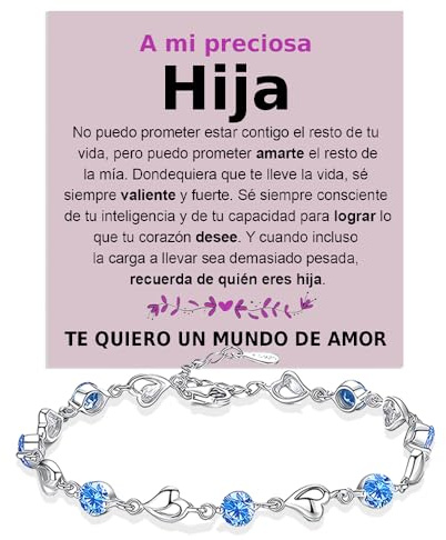 Bramart Pulsera Mujeres A mi Hija Plata sterling 925 Cumpleaños Ideas de Regalos para ella, Pulseras de Tenis oro Idea de Regalo Navidad - Caja con DEDICACIÓN incluida (A mi Preciosa Hija)