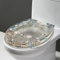H,WC-Sitz mit Absenkautomatik, 3D-Effekten Ocean Series Toilettendeckel mit Echte Muscheln und Kies, Runden Klodeckel aus Harz, Klobrille mit Edelstahl Scharnieren, Leicht zu Reinigen