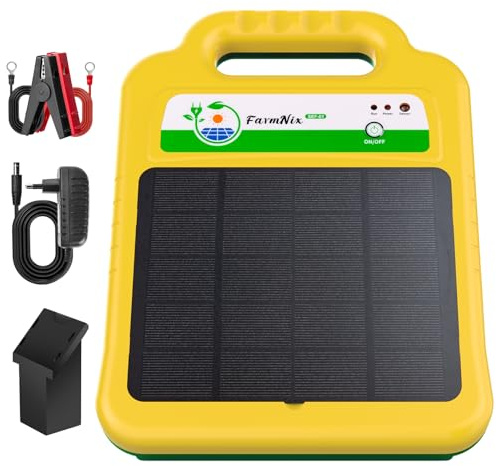 16KM Solar Pastor Electrico ,8KV pastor electrico Cerca eléctrica Controlador para caballos, 0.2J Cerca eléctrica Pastor para Cría de animales pastores, para Granja Pastar Jardín (Verde)