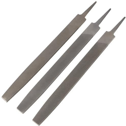 3 PCS 12 in Double-Cut Mill File Set, Steel Flat Files with Fine, Medium, and Coarse Teeth, Double-Sided Design with Side Edge Teeth for Metal Wood Plastic Finishing, Shaping, DIY Repair Work