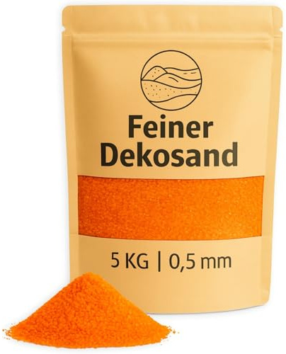 Sabbia decorativa arancione come decorazione colorata – 5 kg piccole pietre decorative Ø 0,5 mm per bicchieri, vasi