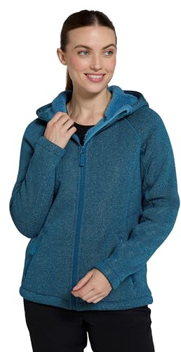 Mountain Warehouse Womens Nevis Fur Hoodie - Soft, Warm, Chin Guard & Fleece Lining with Adjustable Hood & Pockets- Ideal For Spring Summer Dark Teal (Fur Lined) Women's Size 14