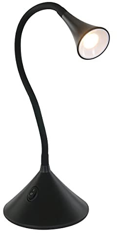 Reality R52391102 Lampada LED da Parete, Tavolo, Plastico, Braccio Flessibile, 3 W, Nero
