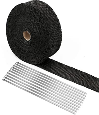 KingSaid Hitzeschutzband Motorrad 15Mx5CM,Auspuff Hitzeschutzband für Auspuffkrümmer von Motorrädern mit 10 Stück Kabelbinder Edelstahl