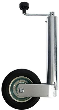 OROK - Roue Jockey remorque diamètre 60mm avec manivelle - Acier galvanisé - Roue Pleine 200mm, Jante Acier - Charge Max. à la flèche 250kg - Bride (Collier à charnière) Non fourni