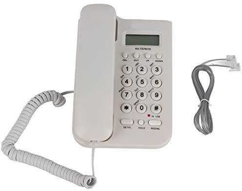 Teléfono con Cable, teléfonos fijos de Montaje en Pared No es Necesario Instalar la batería Sistema Dual FSK/DTMF Material ABS Duradero Fácil de Instalar Alimentado por línea telefónica(Blanco)