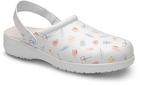 FELIZ CAMINAR x Mr. Wonderful- Zuecos Estampados Sanitarios Wonderful Steps/Antideslizantes y cómodos para Mujer/Clínicas, Veterinarios, Hospital, Geriatricos/Bolsa DE Fieltro DE Regalo (38)