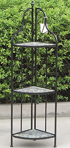 Vigor Scaffale Ferro Battuto Nero Angolare 3 Piani