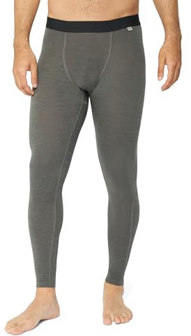 DANISH ENDURANCE Merino Lange Unterhose Herren, Premium Funktionsunterwäsche, Thermounterwäsche Herren, Temperaturregulierend, Mit oder ohne Eingriff, Dunkelgrau, L