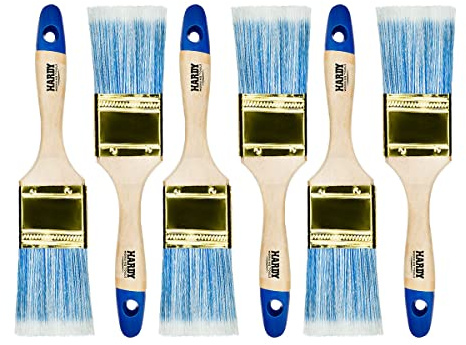 Hardy Working Tools – Lot de 6 Pinceaux Plats 50 mm Série 42, Pinceau pour Lasure sur Bois et Vernis Métal - Poils Synthétiques Clairs de Haute Qualité