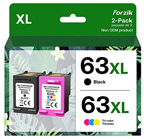 Forzik Remanufactured 63XL Ink Cartridge Replacement for HP OfficeJet 3830 4650 4652 5255 Envy 4520 5540 DeskJet 1110 2130, Black, Tri-Color, 2-Pack