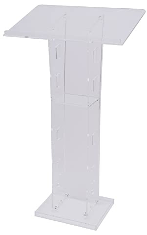 Acrylic Podium, Acrylic Pulpit Stand, Podium Lectern Stand with Wide Reading Surface and Storage Shelf, for Schools, Churches, Embassies, Colleges, Press Conferences, 60 * 40 * 110 cm