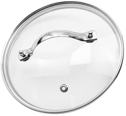 Pastlla 7 Inch Universal Tempered Glass Pot Lid Glass Covers with Stainless Steel Handle for Frying Pan Wok Pot Skillet