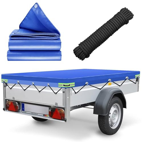 Anhängerplane Flachplane 208x114x10cm, Autoanhänger Abdeckplane, Langlebige Plane, Randverstärkte Plane, Reißfest Passend für die Meisten Anhänger