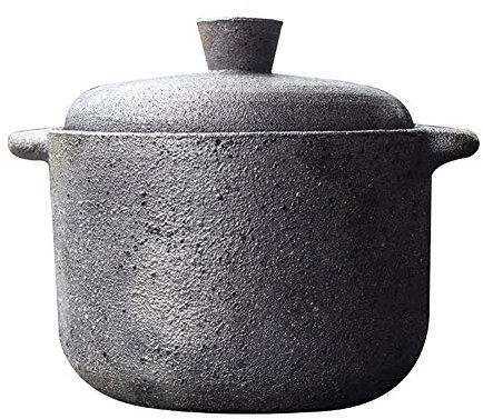 CVNIMV Cazuela De Cerámica Olla Cazuela con Tapa con Tapa Cazuela Binaural Retro Utensilios De Cocina Hechos A Mano Olla De Barro Redonda Mantener Caliente Alta Temperatura Re