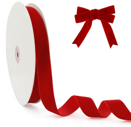 Cinta Terciopelo Rojo 20mm X 25yard - Lazo Decorativo De Raso - Nastro Di Velluto