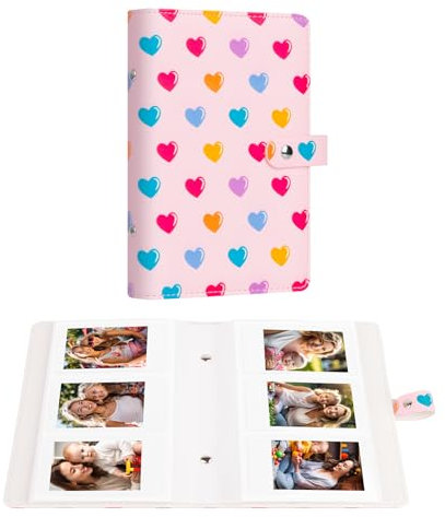 156 foto orizzontali per album fotografico Instax Mini, album libro 2x3 per Fujifilm Instax Mini 12 11 9 99 8 40 film, adatto a Polaroid 300, HP Sprocket, K-pop Photocards (Rosa)