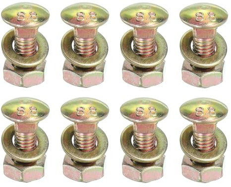 uxcell M8 x 20mm Carriage Bolt Kit, 8 Set Round Head Square Neck Screws, Carriage Bolts Screws Set Includes Washers and Nuts - Carbon Steel Zinc Plated for Fastening Accessories