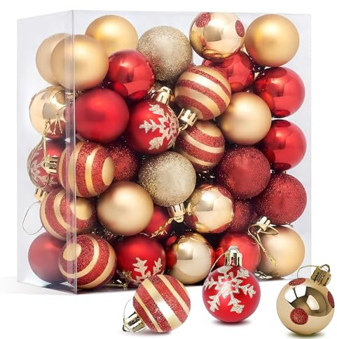 Christmas Tree Decorations Set,4CM 50 Pcs Red Gold Christmas Tree Decorations,Christma Decoration,Christma Baubles Gold Baubles