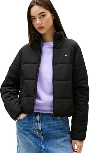 Tommy Jeans Cazadora acolchada Mujer con cuello alto, Negro (Black), XXS