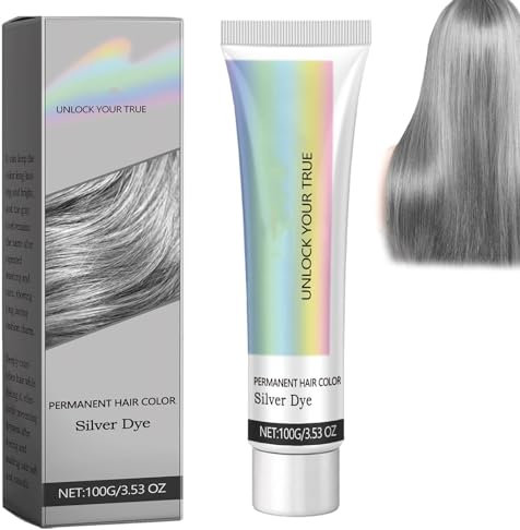 Tinte De Cabello Plateado Con Extracto De Esencia Natural 2 En 1, Tinte De Cabello Gris Plateado, Crema De Tinte De Cabello Gris Plateado De Moda, Para Todo Tipo De Cabello (1pcs)