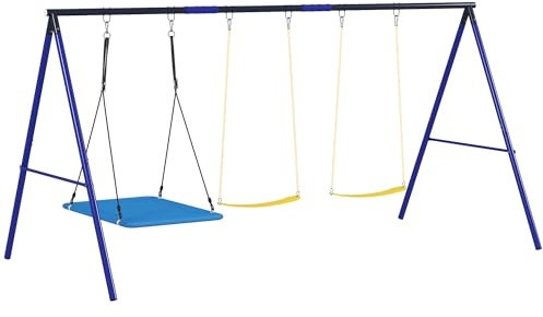 AIYAPLAY altalena per bambini telaio per altalena da esterno con altalena a piattaforma, altalena a cinghia, telaio per altalena in acciaio, altalena da giardino per bambini