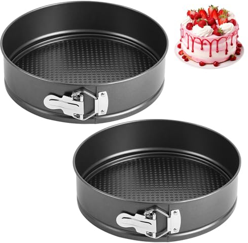 EUBSWA Tortiera 14 cm Apribile, 2 Pezzi Tonda Teglia Forno con rivestimento antiaderente per teglia, teglia da forno, stampo per torte