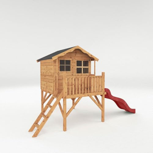 WALTONS | Poppy Tower Wooden Playhouse with Slide | Raised Platform Shiplap Tower | Kids Outdoor Play Castle | EN71 Certified | 10 Year Anti-Rot Guarantee