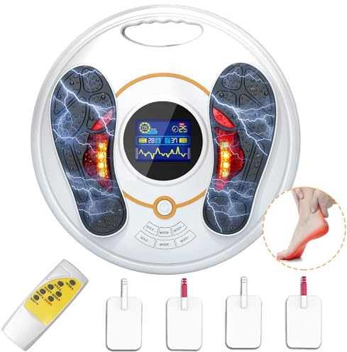 Medic Circulation Blood Booster for Feet and Legs, EMS & TENS Foot Massager, 25 Modes & 99 Intensity Levels for Neuropathy Pain Relief, 4 Electrode Pads, Gifts for Men Women Elderly