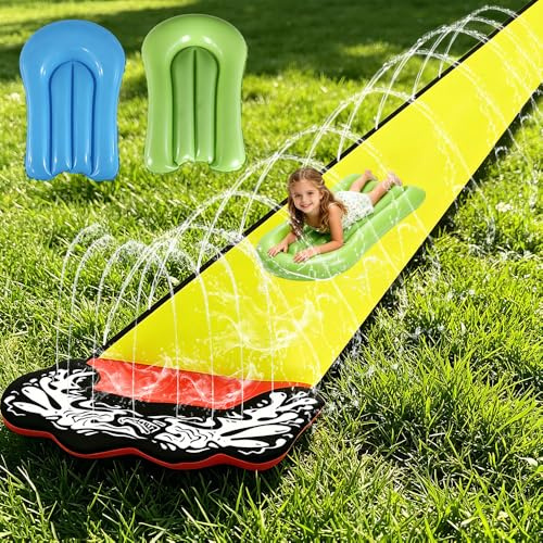 15.8 ft/480 cm Tappeto Scivolo Acqua Piscina con 2 Bodyboards, Scivolo Acquatico Giardino, Scivolo per Piscina Fuori Terra per Giardino, Spiaggia, Attività Acquatiche all'aperto(Giallo) Giochi e gioca