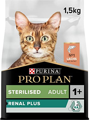 Pro Plan Sterilised Adult 1+ Katzenfutter trocken mit OPTIRENAL, reich an Lachs, 1er Pack (1 x 1,5kg)
