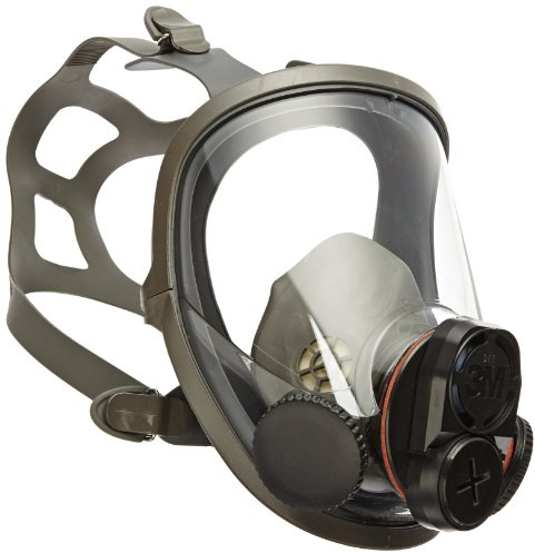 3M Full Facepiece Reusable Respirator 6800DIN, NIOSH, Respiratory Protection, Large Lens, ANSI, Lightweight, Silicone Faceseal, Cool Flow Valve, Easy Clean, Bayonet Connections, Cleaning, Sanding, M