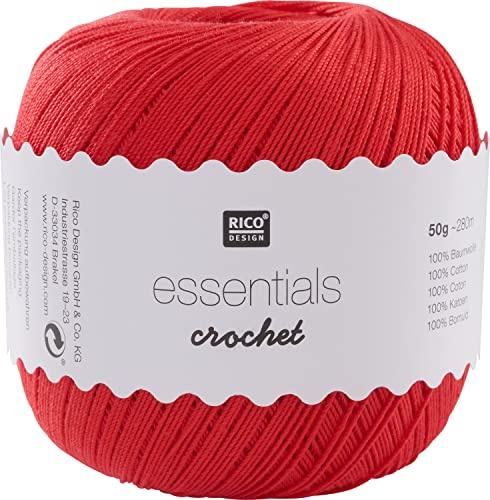 Rico Design Essentials Crochet, 100% Baumwolle, rot