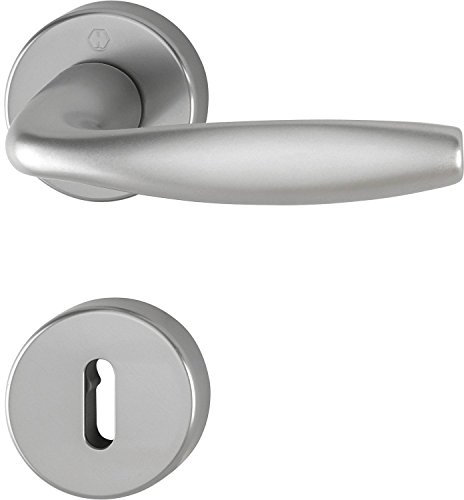 HOPPE pulsante Set di New York con rosette BB colorato Bart, in alluminio effetto acciaio inox, 3369866