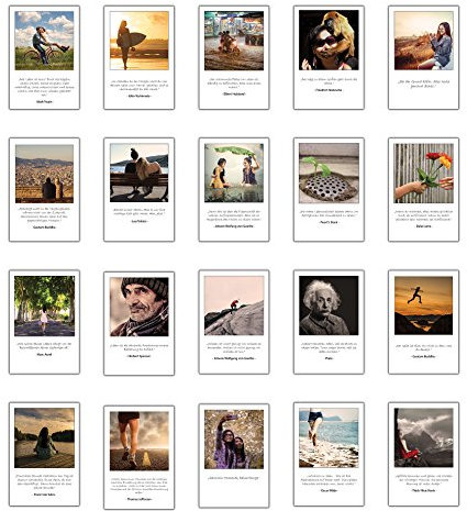 Embracing Mindfulness Achtsamkeit, Lebensweisheiten, inspirierende Zitate mit Bildern 20 verschiedene Postkarten Set