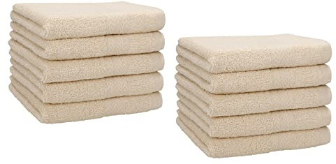 Betz 10er Premium Gästehandtücher-Set - Gesichtstücher-Set - Handtücher-Set - Händehandtücher - 30 x 50cm - Sand