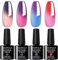 Croitout UV Farbwechsel Gel Nagellack Set, Thermo Shellac Gellack Kit, Mehrfarbig Ablösbarer Nagelgel Farbgel Nagel, Chameleon Polish Set 4 x 7.3ml (4WB-002, 4WB-002)