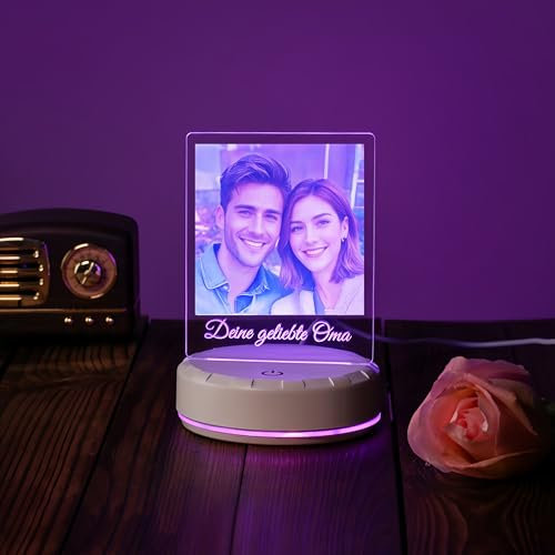 flowers Hua Personalisierte 3D Glas Foto Lampe Umweltbeleuchtung für Mädchen und Kinder Valentinstag Geschenkbox kostenlos