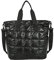 BLOOOK Damen Nylon Baumwolle Gepolsterte Gesteppte Top-Griff Tasche Stickgarn Einfarbig Gitter Umhängetasche Trending Shopping Handtasche (Schwarz)