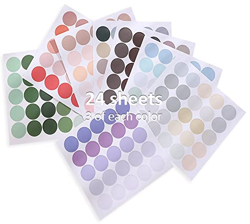 Lot de 600 autocollants colorés à pois - Autocollants Washi Morandi Dot - Pour album, journal, scrapbooking, décoration murale (55 couleurs)