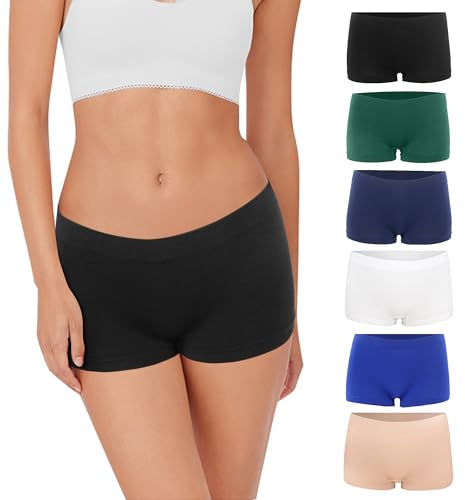 Lakpoau Boxer Femme Shorty Femmes Panty sans Couture Culottes Shorts Caleçon Shorty Seamless Culotte Femme Caleçons Pantys Femmes Hotpants Lot de 6 UN2 S/M