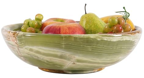 Radicaln Ciotola per frutta in marmo da 25,4 cm, in onice verde, fatta a mano, per bancone della cucina, ciotola decorativa per tavolo da pranzo, centrotavola, porta banane, decorazione per la casa e